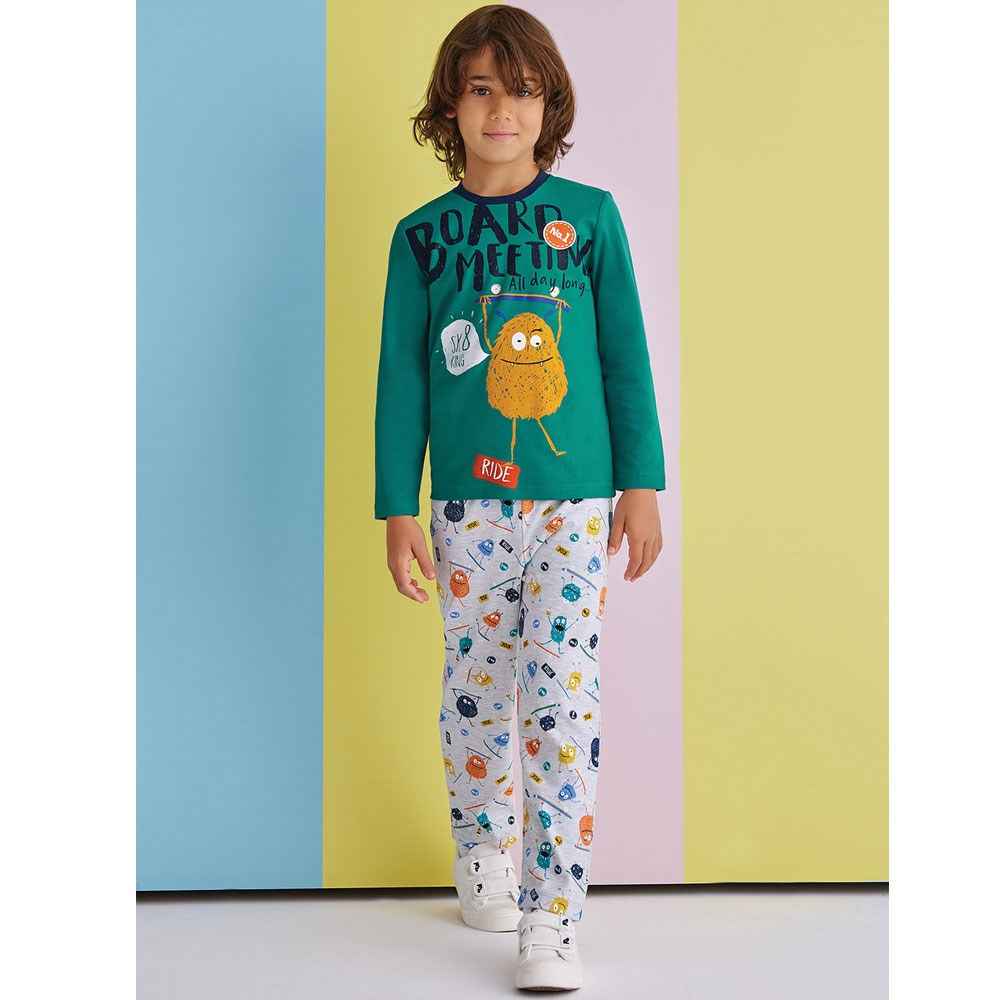 Roly Poly Erkek Çocuk Pijama Takımı RP1300-1 Yeşil Fiyatı | İlke Bebe