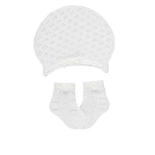 Bebetto S208 Bebek Soket Çorap ve File Şapka Beyaz