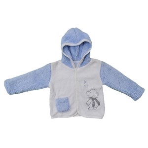 Premom PRE1014 Kapşonlu Bebek Ceketi Yıldızlı Ayıcık Mavi
