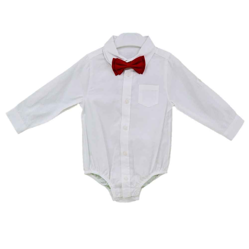 Mamino 8345 Bebek Body Gömlek Beyaz-Kırmızı