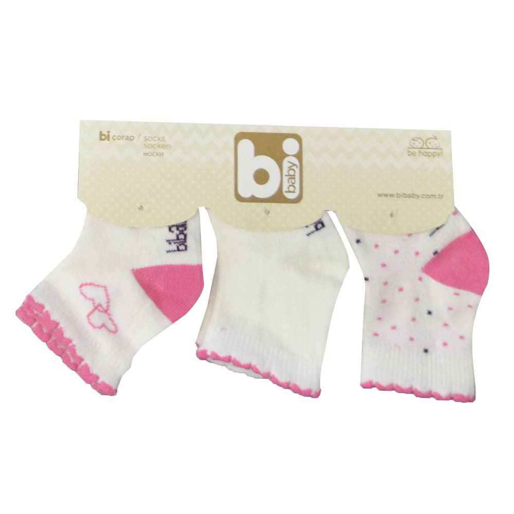 Bibaby 68108 Bebek Çorabı 3 Lü 0-3 Ay Pembe