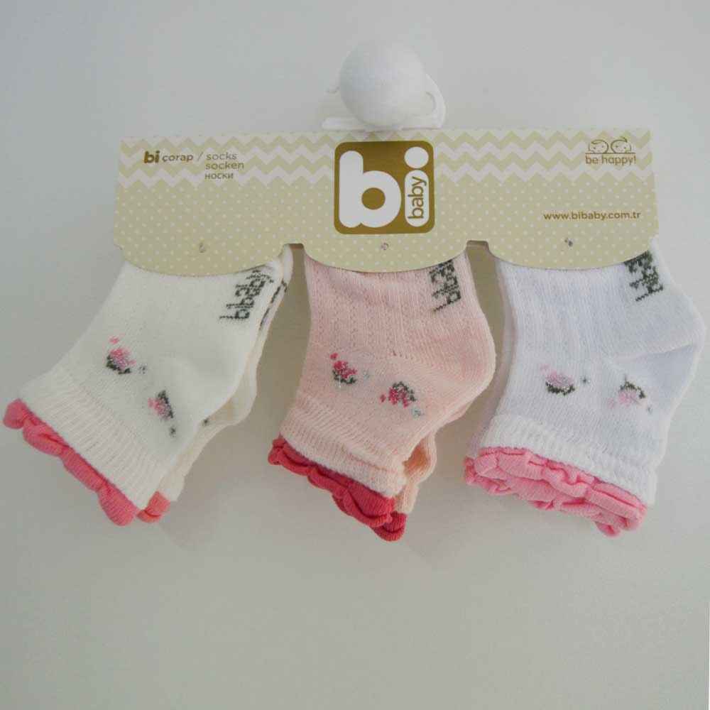 Bibaby 68065 3'lü Bebek Çorabı 0-3 Ay Çok Renkli 