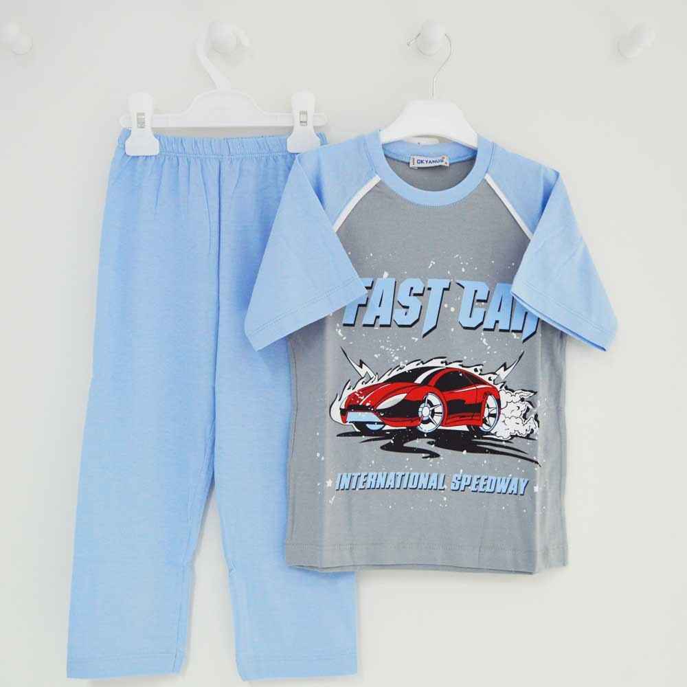 Mini Okyanus 2084 Baskılı Pijama Takımı Mavi
