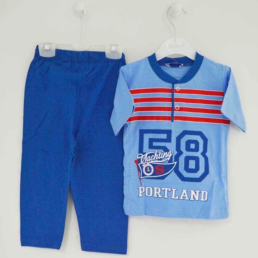 Mini Okyanus 2128 Baskılı Pijama Takımı Mavi