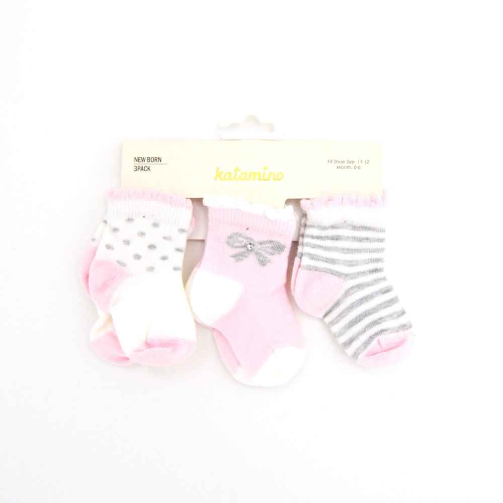 Katamino K40026 3lü Soket Bebek Çorabı Pembe