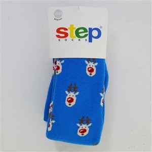 Step 9304 Geyikli Havlu Külotlu Bebek Çorabı Mavi