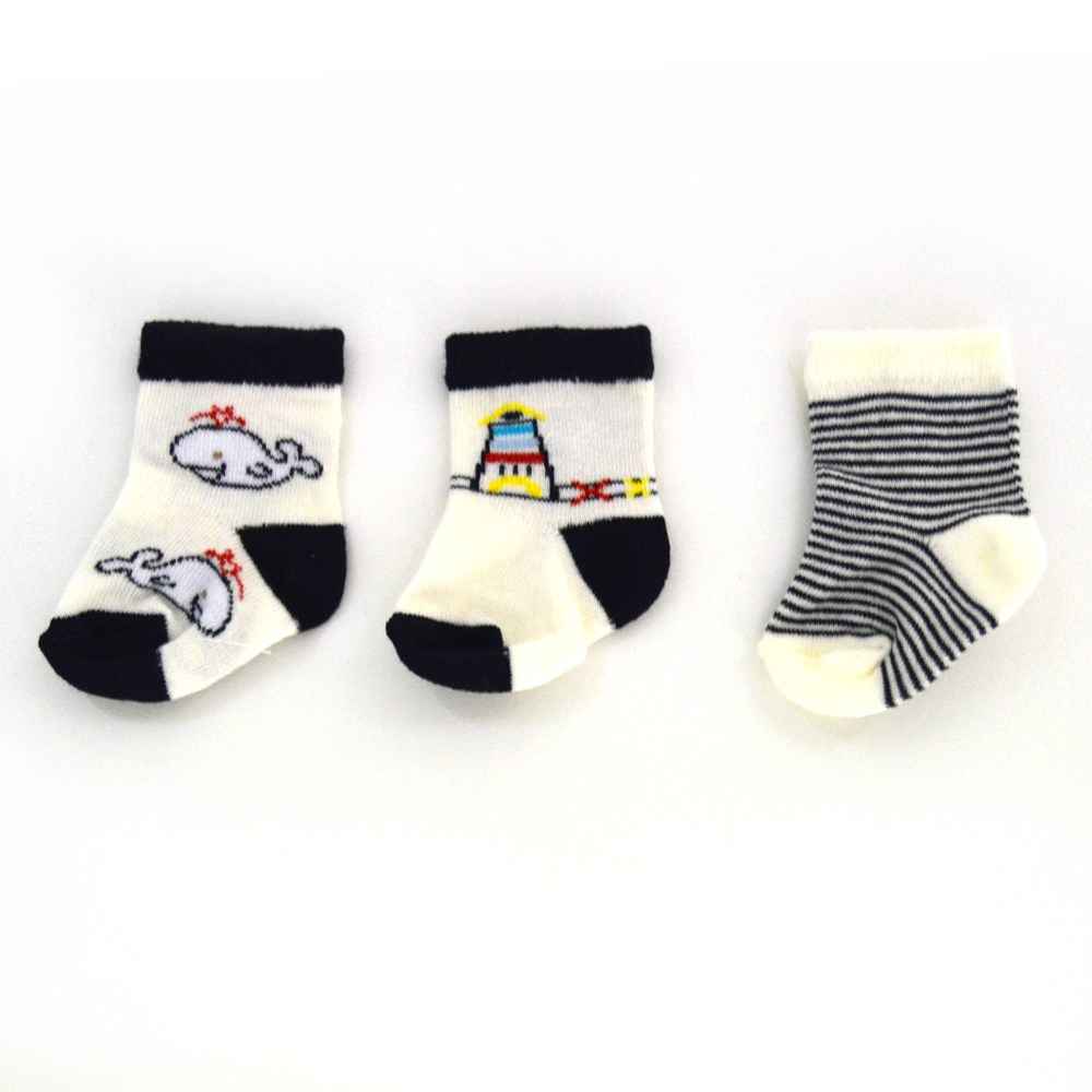 Sebi Bebe A197 3lü Bebek Çorabı 0-3 Ay Krem-Siyah