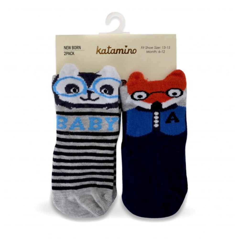 Katamino 41001 2li Bebek Çorabı Gri-Lacivert