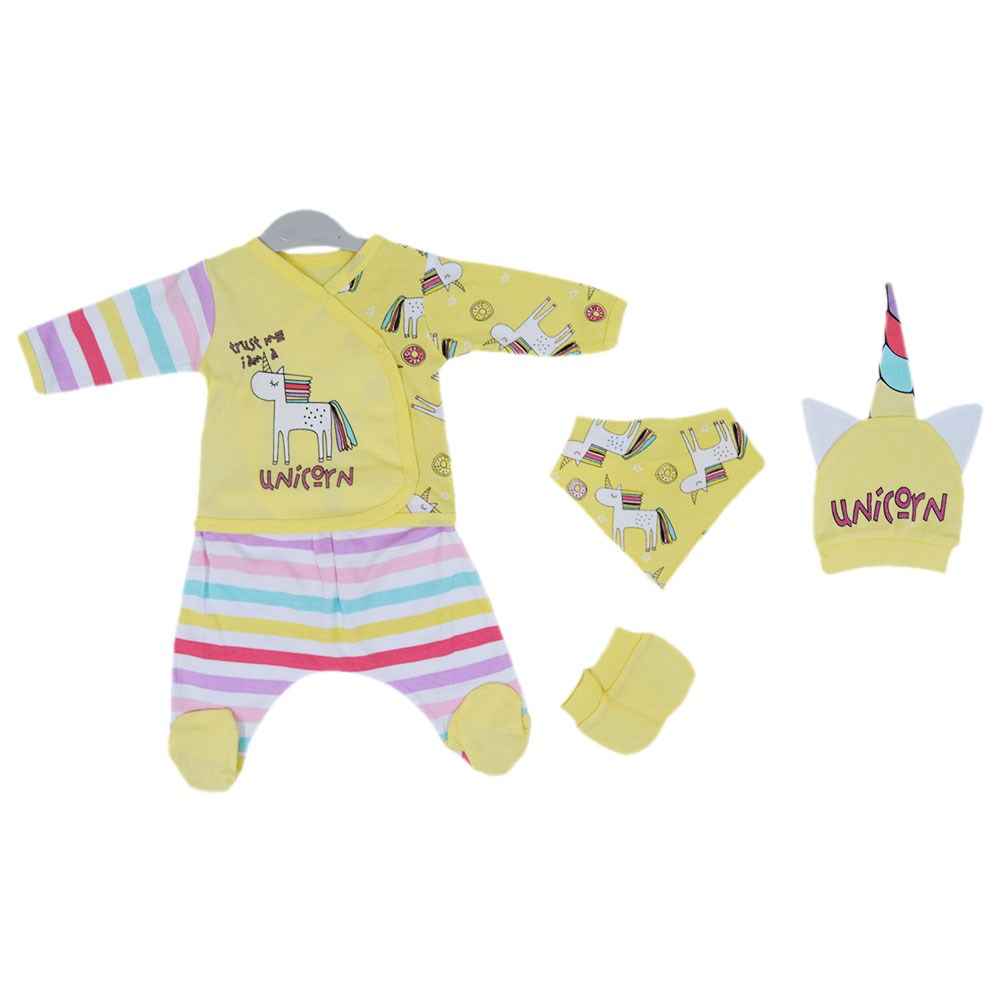 Babycool 40970 Unicorn 5'li Bebek Hastane Çıkış Seti Sarı