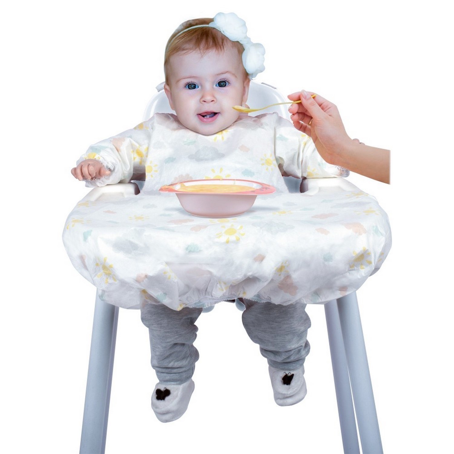 Sevi Bebe 5'li Kullan At Kollu Mama Sandalyesi Önlüğü 264 Beyaz-Yeşil
