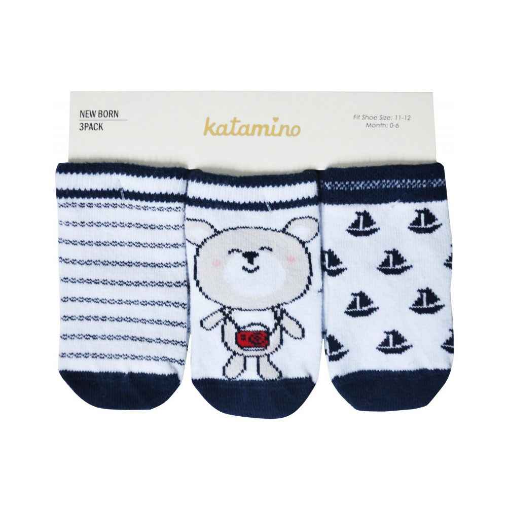 Katamino K40091 3'lü Yelken Soket Bebek Çorabı Lacivert