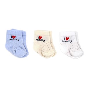 Bebengo 3'lü Soket Erkek Bebek Çorabı 9541 Krem-Mavi