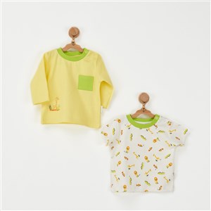 Andywawa Curocodile 2'li Bebek T-Shirt Takımı AC22537 Sarı
