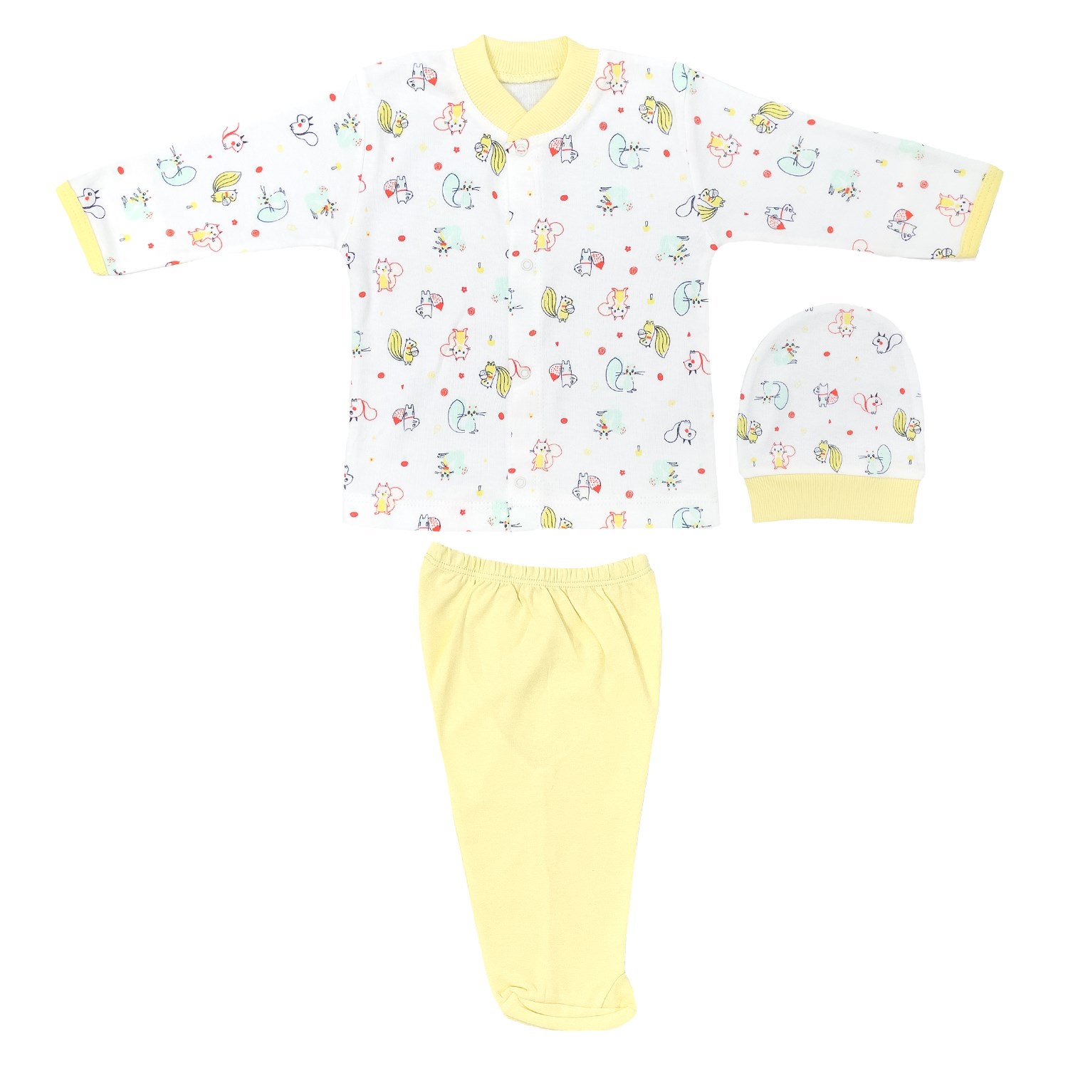 Sebi Bebe Sincap Baskılı Bebek Pijama Takımı 2262 Sarı