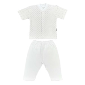 Sebi Bebe Nokta Puanlı Kısa Kollu Pijama Takımı 2328 Beyaz
