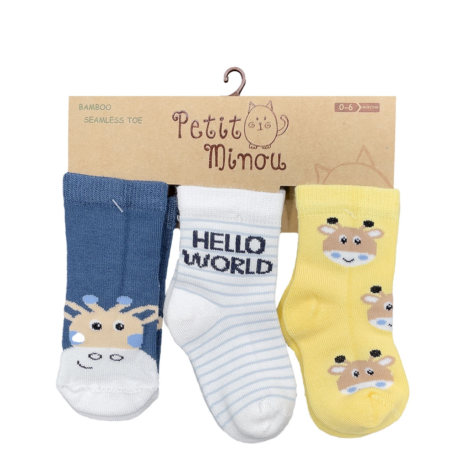 Petit Minou 3'lü Hello World Bebek Çorabı 2153 Çok Renkli