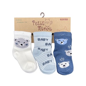 Petit Minou 3'lü Baby Bear Bebek Çorabı 2158 Çok Renkli