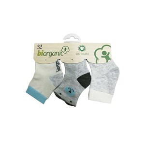 Biorganic Cute Bear 3'lü Bebek Çorabı 68363 Gri-Mint