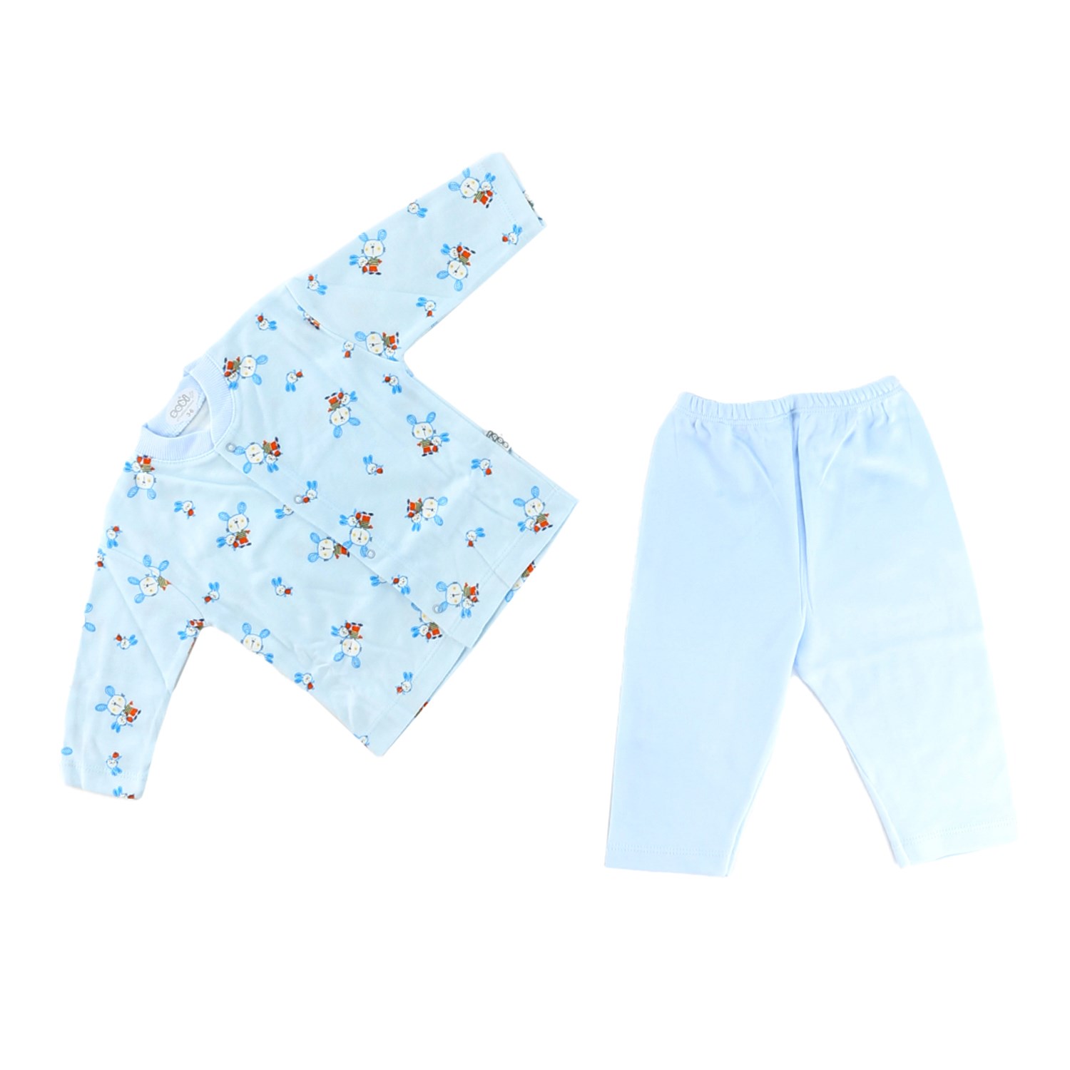 Sebi Bebe Tavşanlı Bebek Pijama Takımı 2330 Mavi