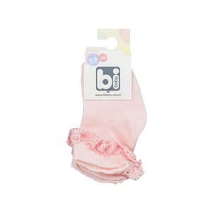 Bibaby Dantelli 2'li Bebek Çorabı 68231 Pembe-Beyaz