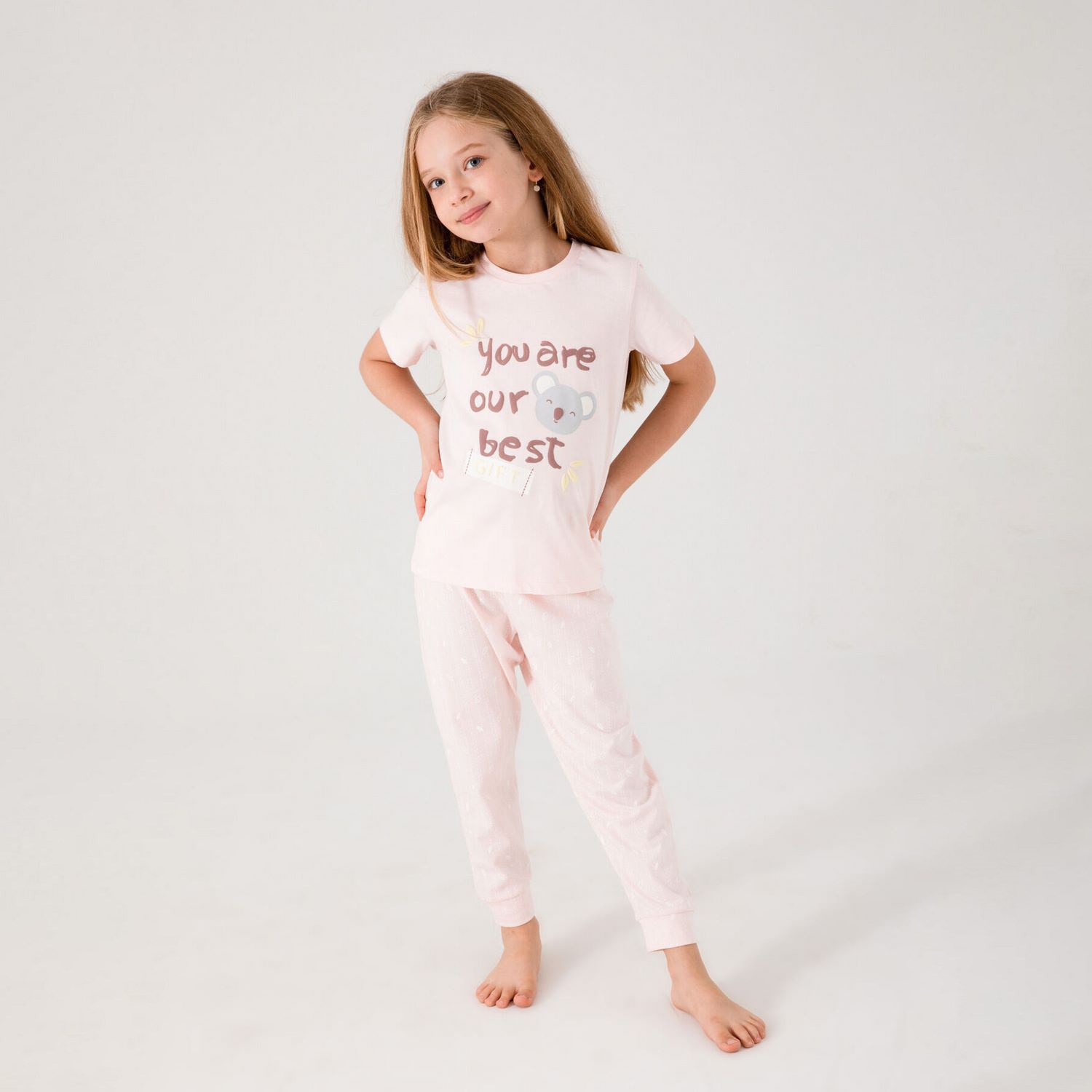 Roly Poly Kız Çocuk Pijama Takımı RP3089 Somon