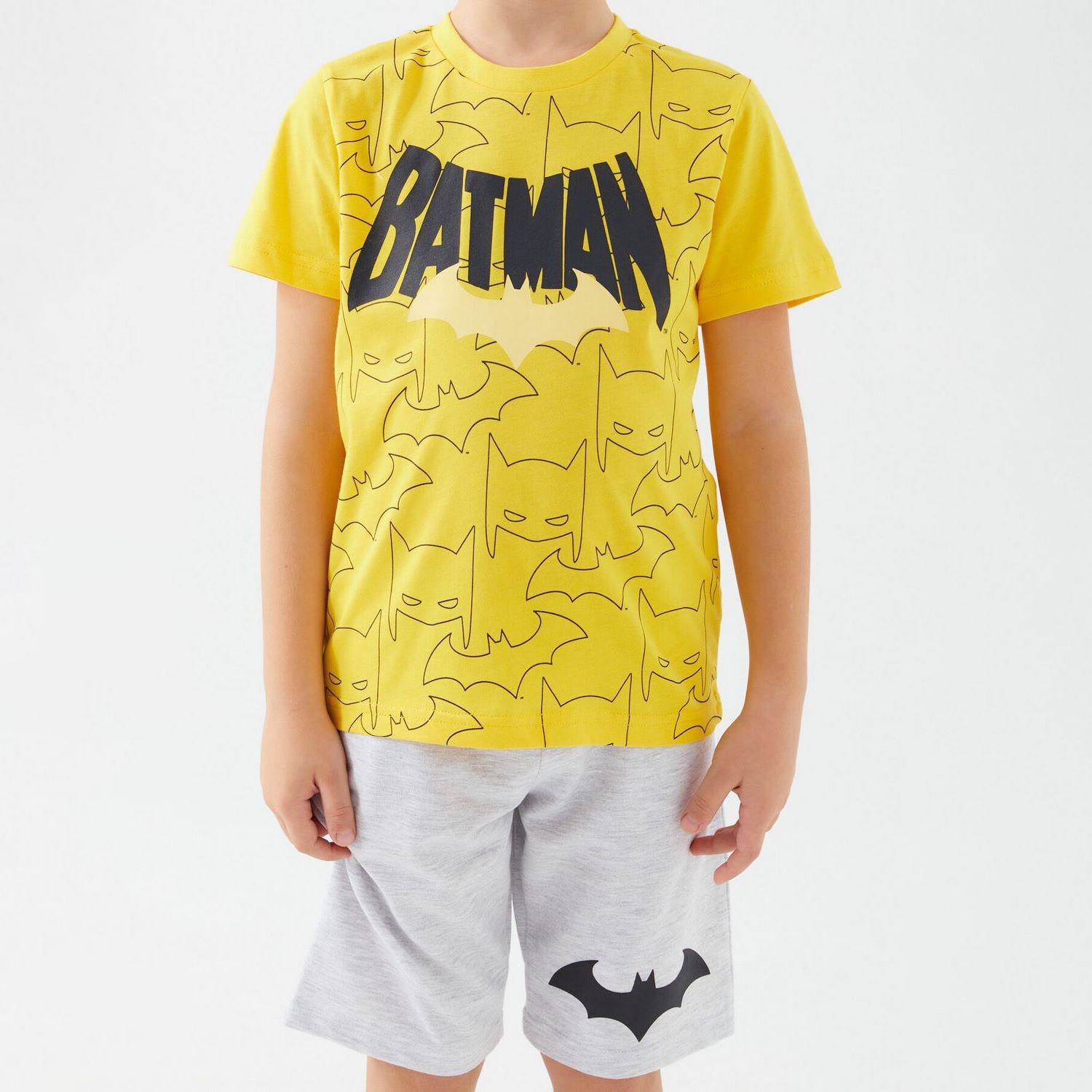 Batman Erkek Çocuk Bermuda Takım L1554 Sarı