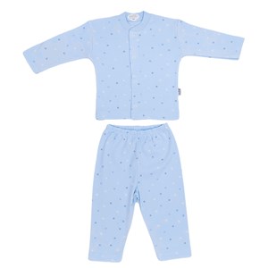 Sebi Bebe Çiçek Desenli Pijama Takımı 2553 Mavi