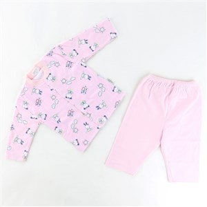 Sebi Bebe Ayılı Kız Baskılı Bebek Pijama Takımı 2329 Pembe