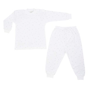 Sebi Bebe Yıldız Batik Pijama Takımı 2420 Beyaz-Pembe