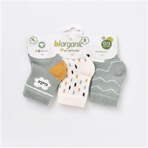 Biorganic Cute 3'lü Bebek Çorabı 68448 Nil