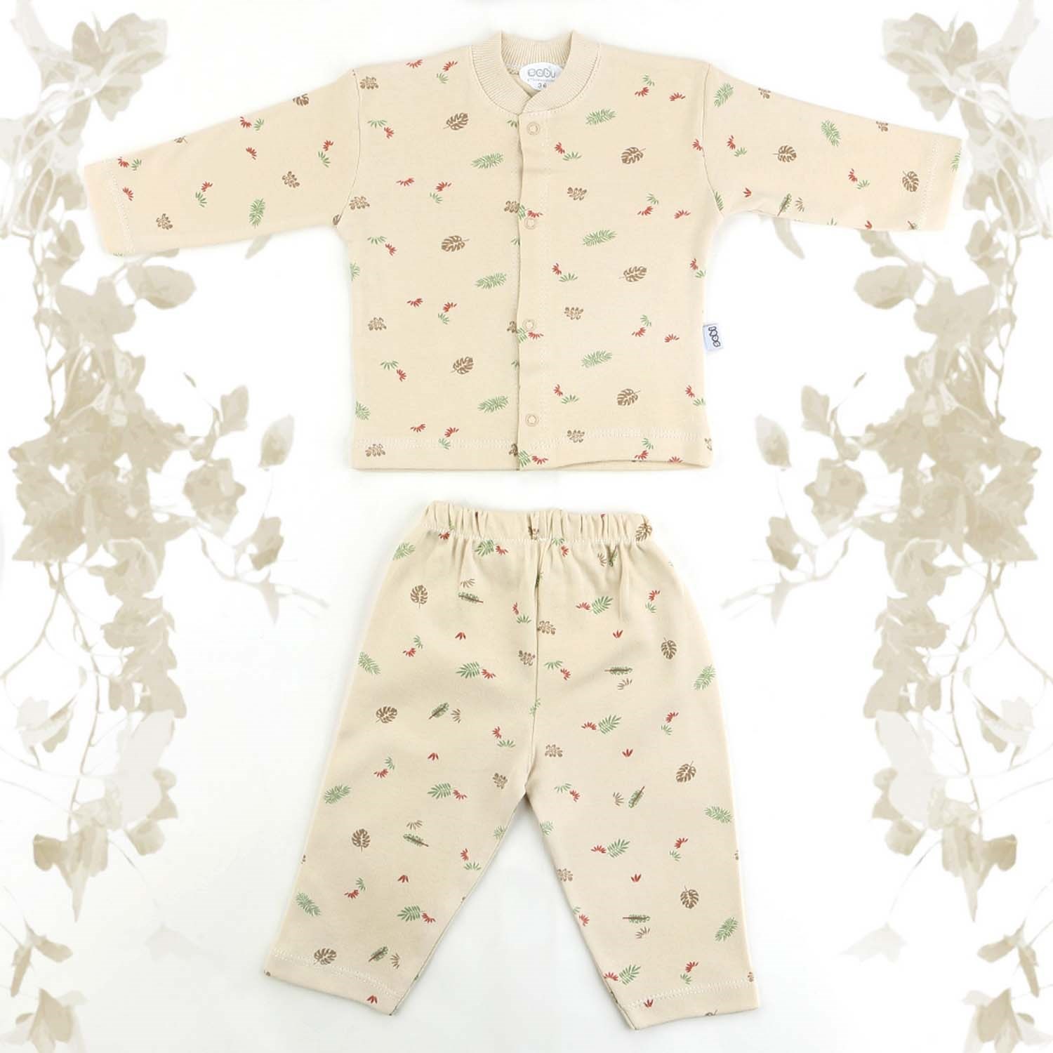Sebi Bebe Yapraklı Pijama Takımı 9106 Bej