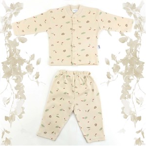 Sebi Bebe Yapraklı Pijama Takımı 9106 Bej