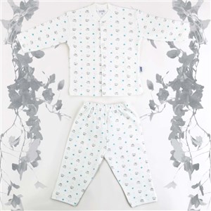 Sebi Bebe Ayıcık Pijama Takımı 9107 Beyaz