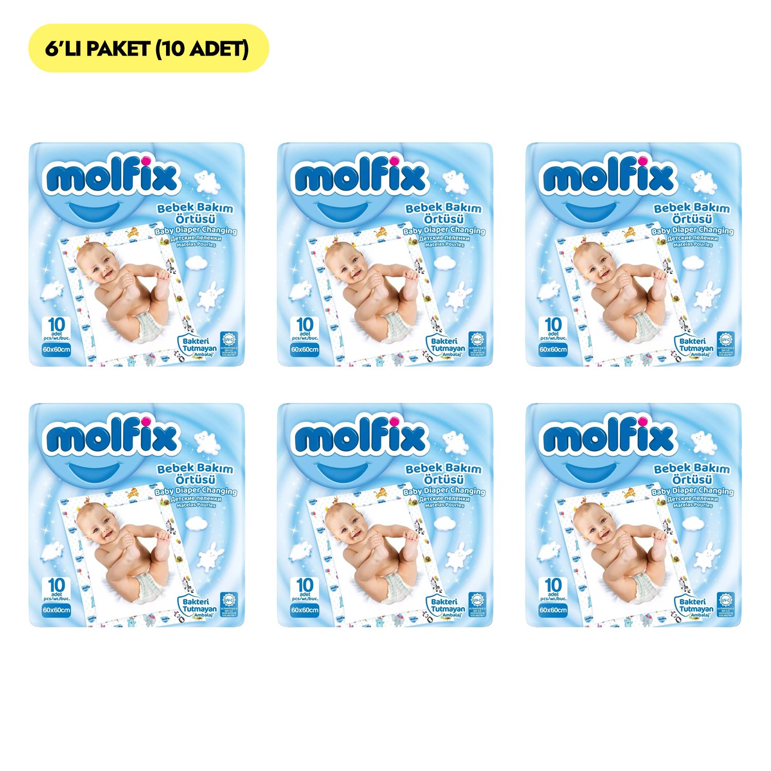 Molfix Bebek Bakım Örtüsü 10 Adet x 6 Paket 