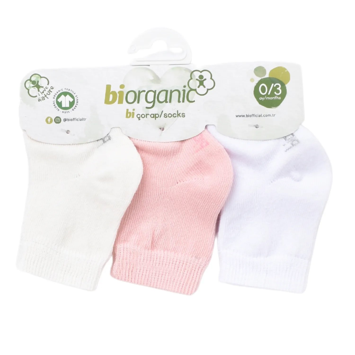 Biorganic Summer Unisex 3'lü Bebek Çorabı 68452 Pembe