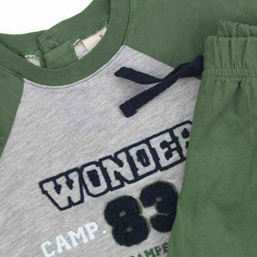 Wonder Kids Camp Şortlu Bebek Takım 2li Gri-Yeşil 