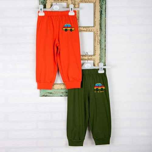 Wonder Kids Camp 2li Bebek Yazlık Pantolon Turuncu-Yeşil 